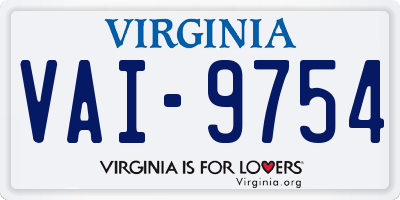 VA license plate VAI9754
