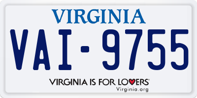 VA license plate VAI9755