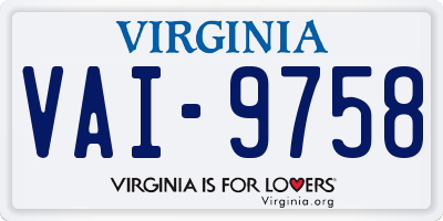 VA license plate VAI9758