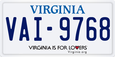 VA license plate VAI9768