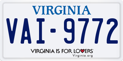 VA license plate VAI9772