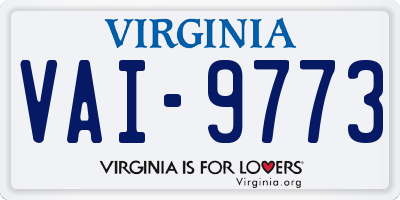 VA license plate VAI9773