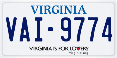 VA license plate VAI9774