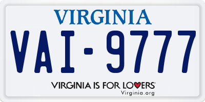 VA license plate VAI9777