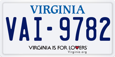 VA license plate VAI9782