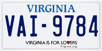 VA license plate VAI9784