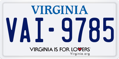 VA license plate VAI9785