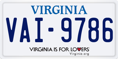 VA license plate VAI9786