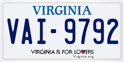 VA license plate VAI9792