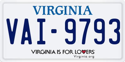 VA license plate VAI9793