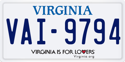 VA license plate VAI9794
