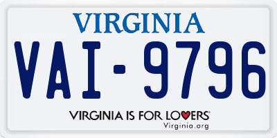 VA license plate VAI9796
