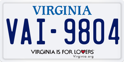 VA license plate VAI9804