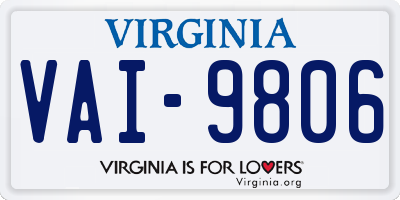 VA license plate VAI9806