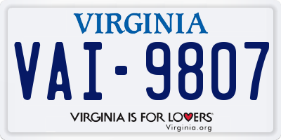 VA license plate VAI9807
