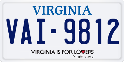 VA license plate VAI9812