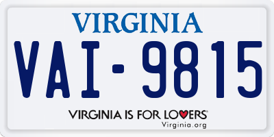VA license plate VAI9815