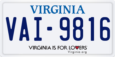 VA license plate VAI9816