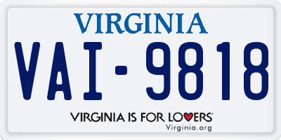 VA license plate VAI9818