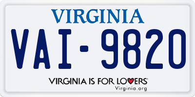 VA license plate VAI9820