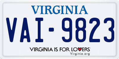 VA license plate VAI9823