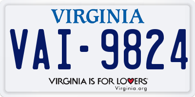 VA license plate VAI9824