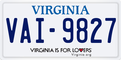 VA license plate VAI9827