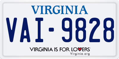 VA license plate VAI9828