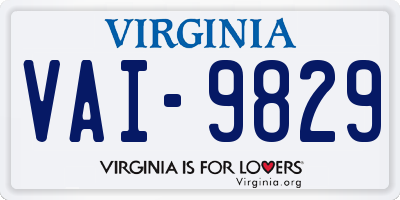 VA license plate VAI9829
