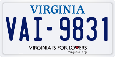 VA license plate VAI9831