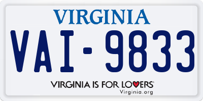 VA license plate VAI9833