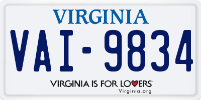VA license plate VAI9834