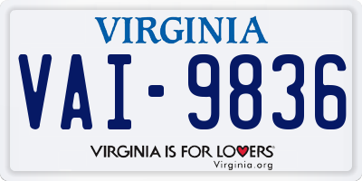 VA license plate VAI9836