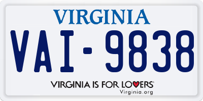 VA license plate VAI9838