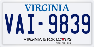 VA license plate VAI9839