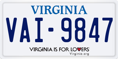 VA license plate VAI9847
