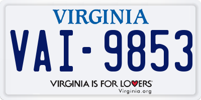 VA license plate VAI9853