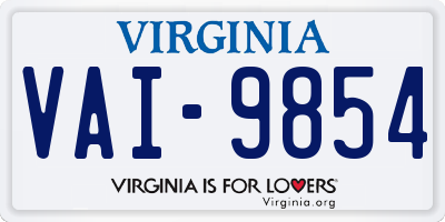 VA license plate VAI9854