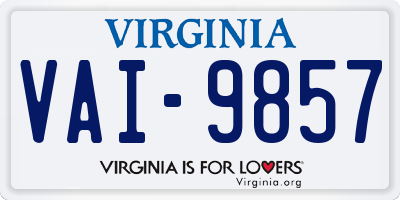 VA license plate VAI9857