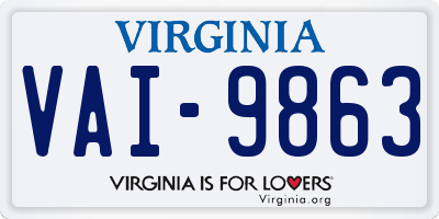 VA license plate VAI9863