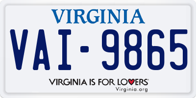 VA license plate VAI9865