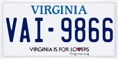 VA license plate VAI9866