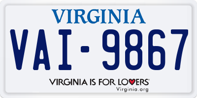 VA license plate VAI9867