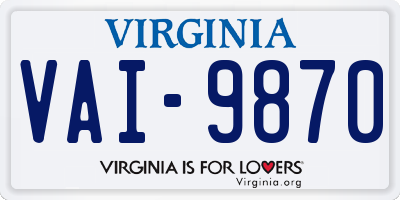 VA license plate VAI9870
