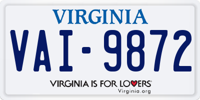 VA license plate VAI9872