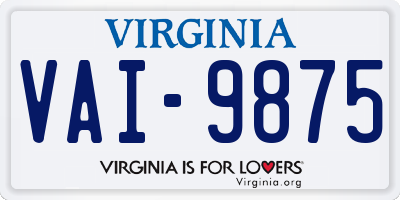 VA license plate VAI9875