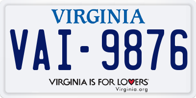 VA license plate VAI9876