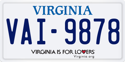 VA license plate VAI9878