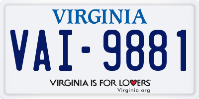 VA license plate VAI9881