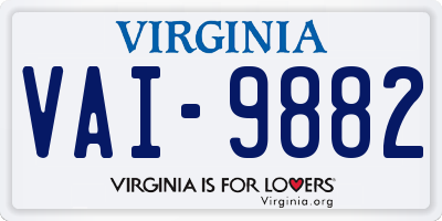 VA license plate VAI9882